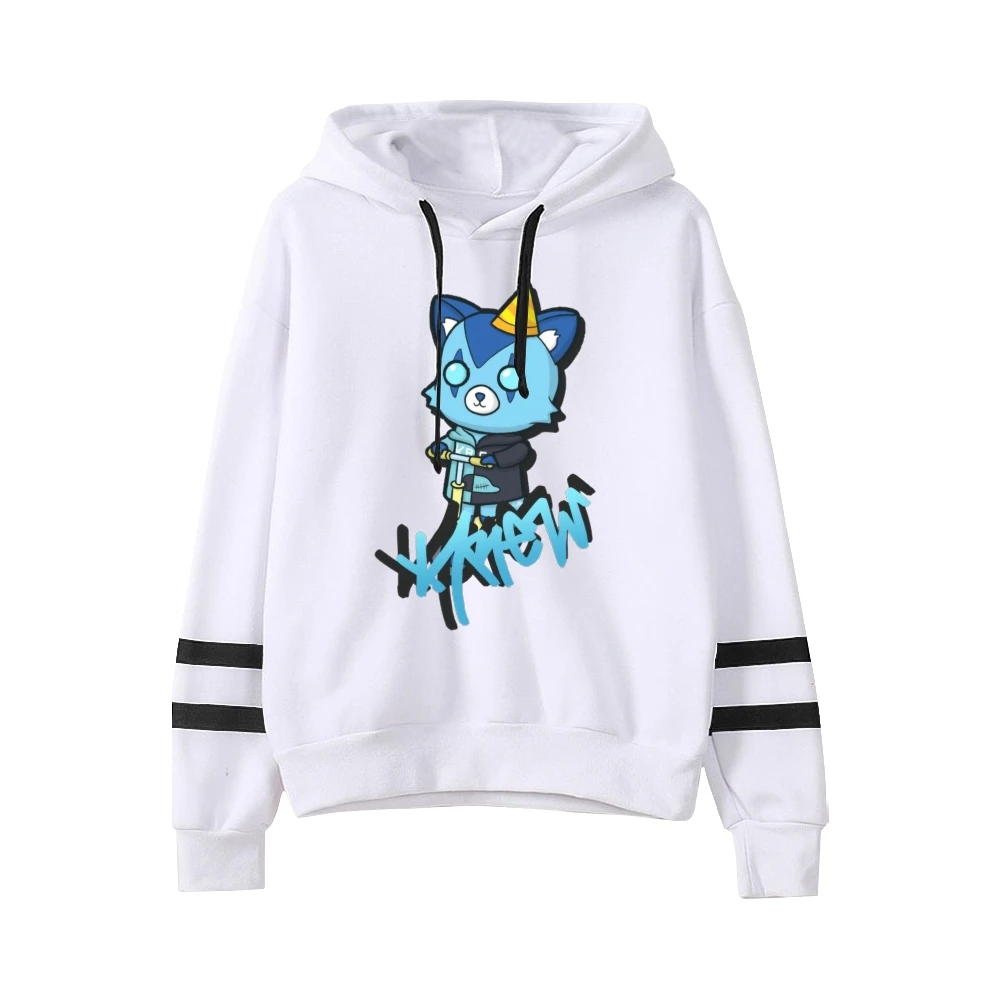 ItsFunneh Krew District Merch Sweat à capuche sans poche pour hommes et femmes, manches à barres parallèles, PVD Harajuku Streetwear, vêtements pour femmes