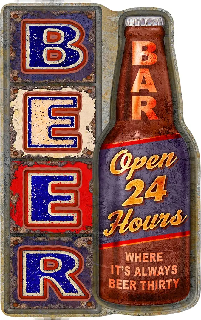 Desperate Enterprises Beer Bar Embossed Aluminum Die Cut Sign - Nostalgic Vintage Metal Wall Decor - Made in USA