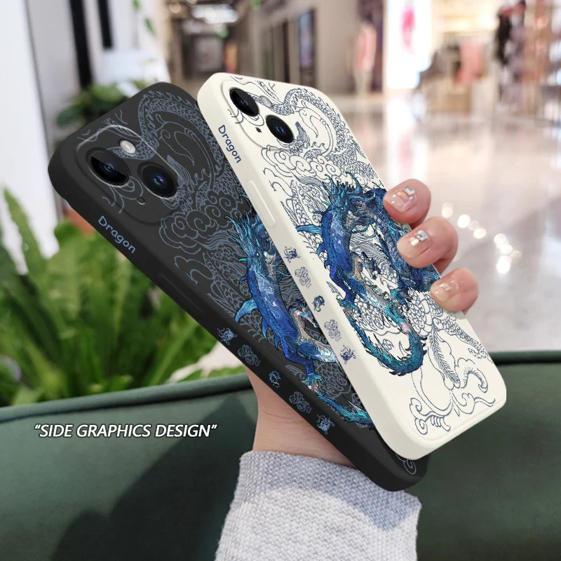 Blue Dragon Phone Case For iPhone 17 17 Air 16 16e 15 14 13 12 11 Plus Pro Max Mini Silicone Cover