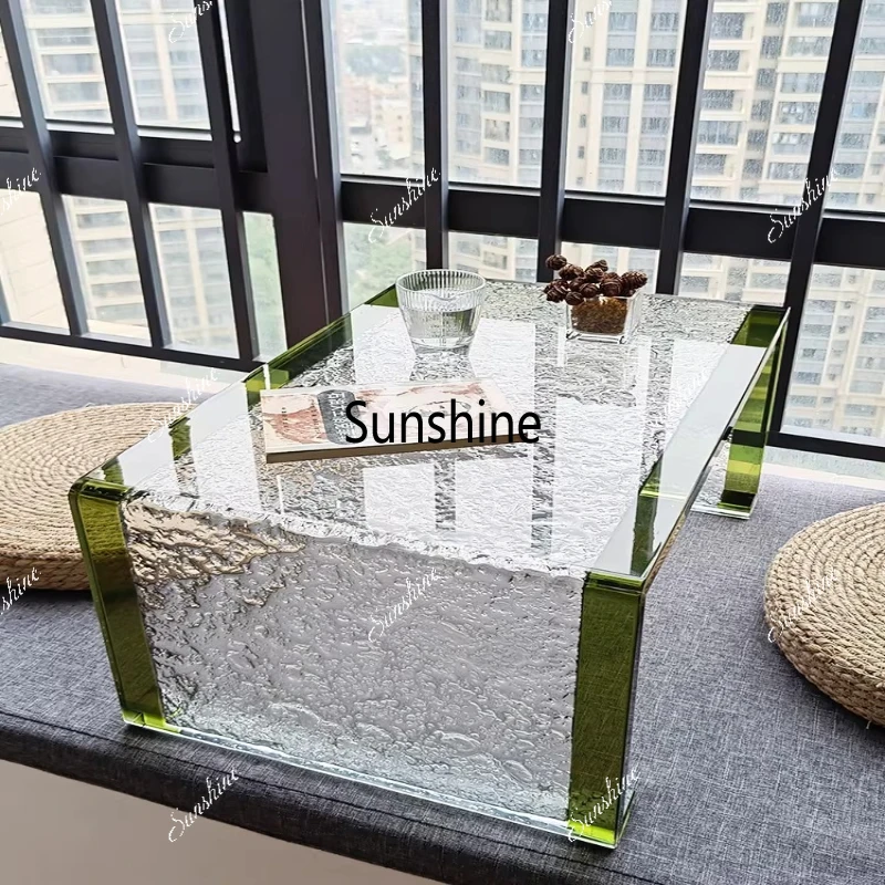 

Coffee table, acrylic bay window sill, stone pattern transparent kang table, modern and simple