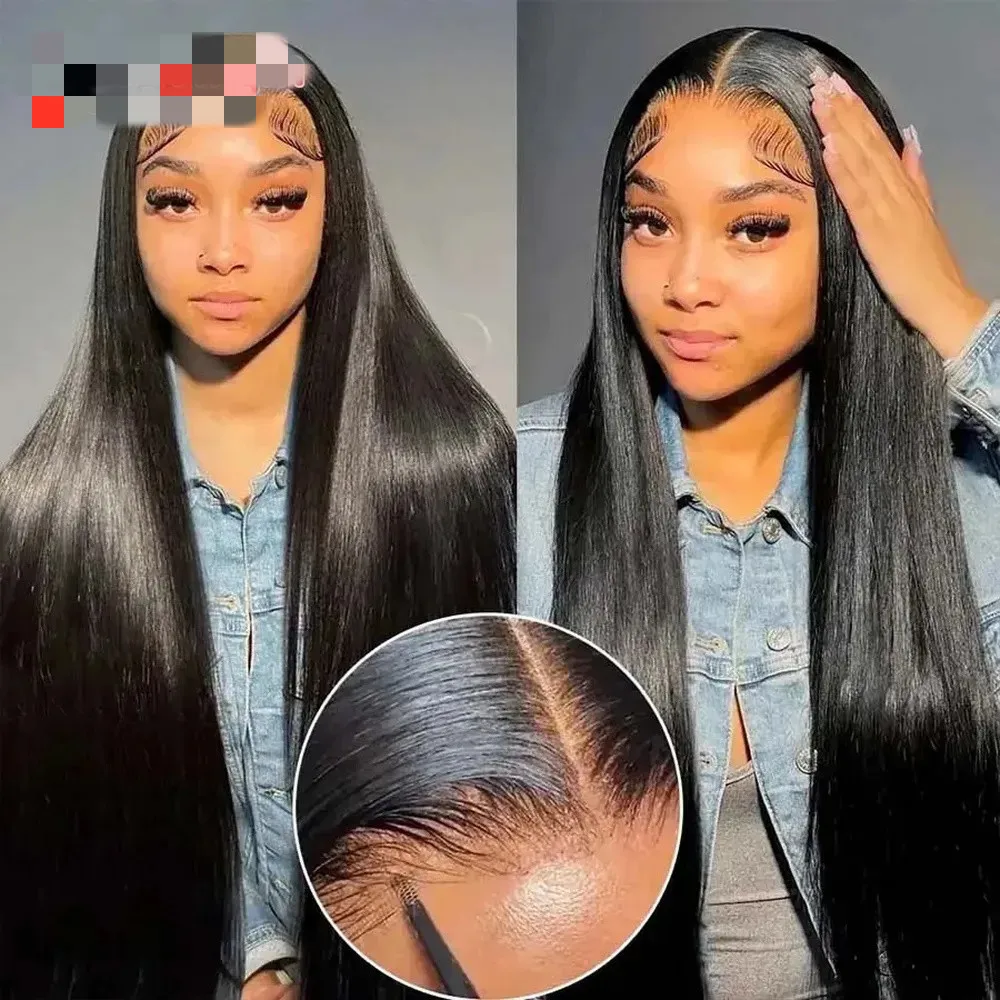 5x5 Glueless Human Hair Wig Straight Ready to Wear Pre Cut Lace Wear and Go Lace Front Wig image 2