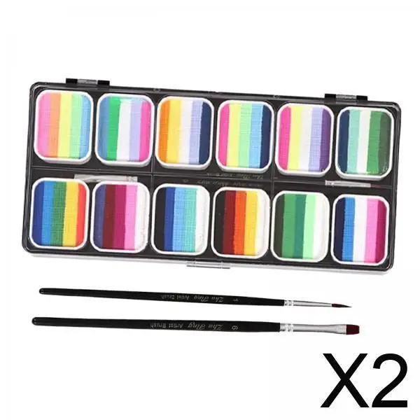 Kit de Pintura Facial y Corporal a Base de Agua, 12 Colores Lavables, Paleta de Maquillaje Artístico para Festivales y Escenarios