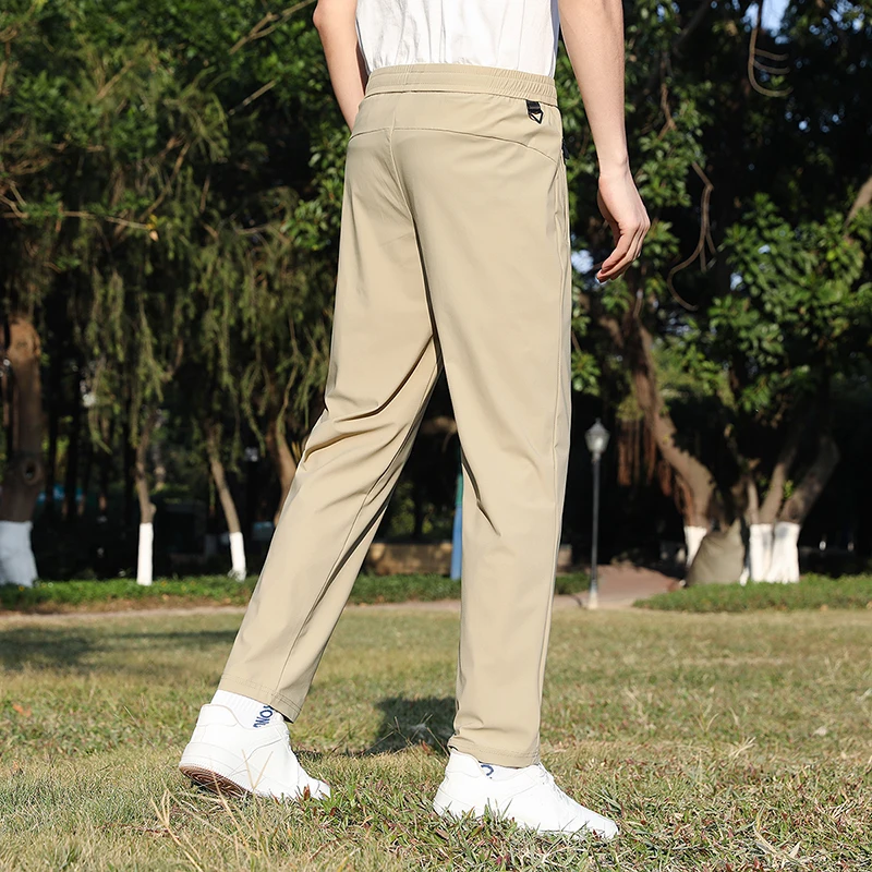 New High-Quality Fashion Versatile Ice Silk Quick Drying Casual Pants Men'S Summer Breathable And Loose Outdoor Sports Trousers