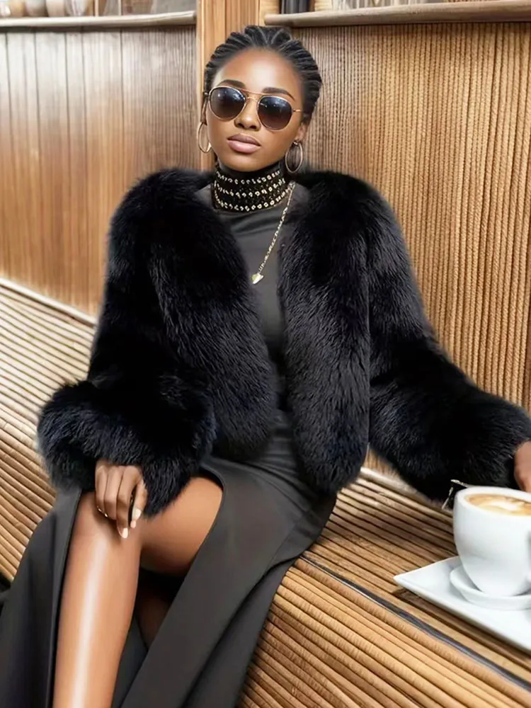 ZADORIN เสื้อโค้ทขนสัตว์ฤดูหนาวที่อบอุ่นหนาผู้หญิงหรูหราขนปุยสีดำเสื้อขนสัตว์เทียมผู้หญิงเสื้อผ้าเสื้อขนสัตว์ฟ็อกซ์เสื้อคลุมเทียมเสื้อแจ็คเก็ตขนสั้น