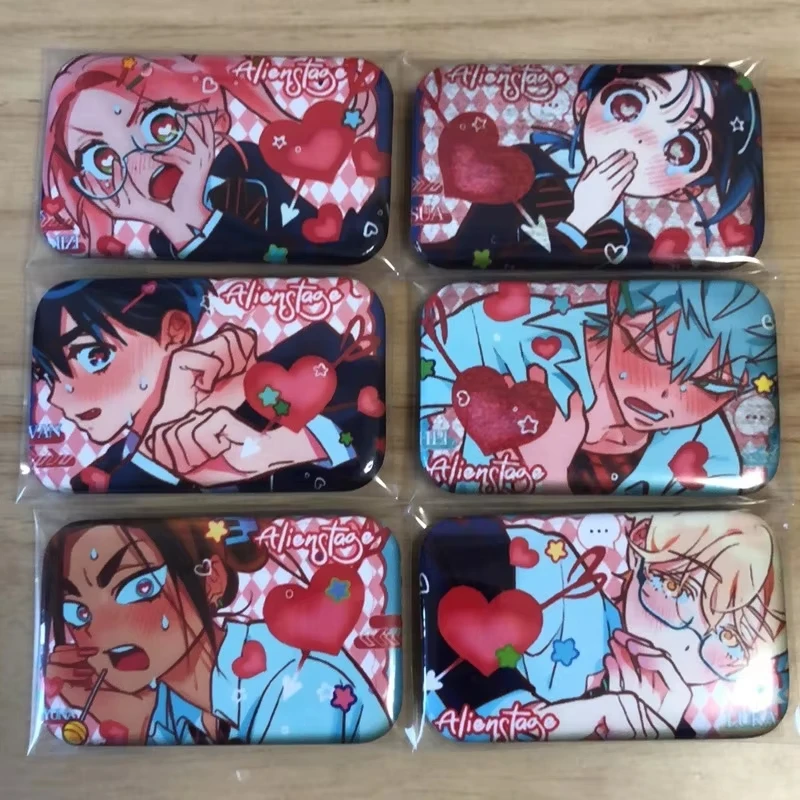 6Pcs/Lot Korean Manga Alien Stage Mizi Sua Ivan Till Hyuna Luka Pins Rectangle Breastpin Badge Jewelry Handbag Schoolbag Hat