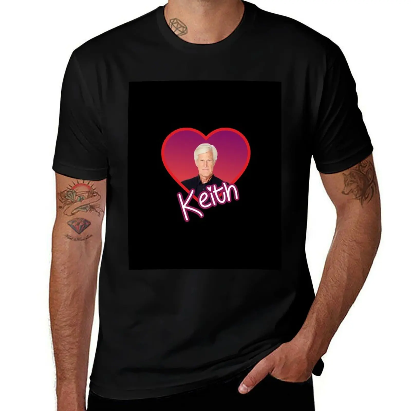 Dateline Keith Heart T-Shirt Basic Short Sleeve Cotton Blend T-Shirt