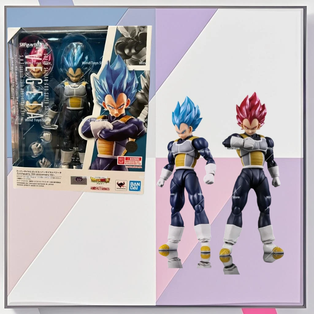 

In Stock Original SH Figuarts SHF God Vegeta Beget Figura Pvc Action Figure Model Anime Toy 1/12 Gift Blue Hair Red