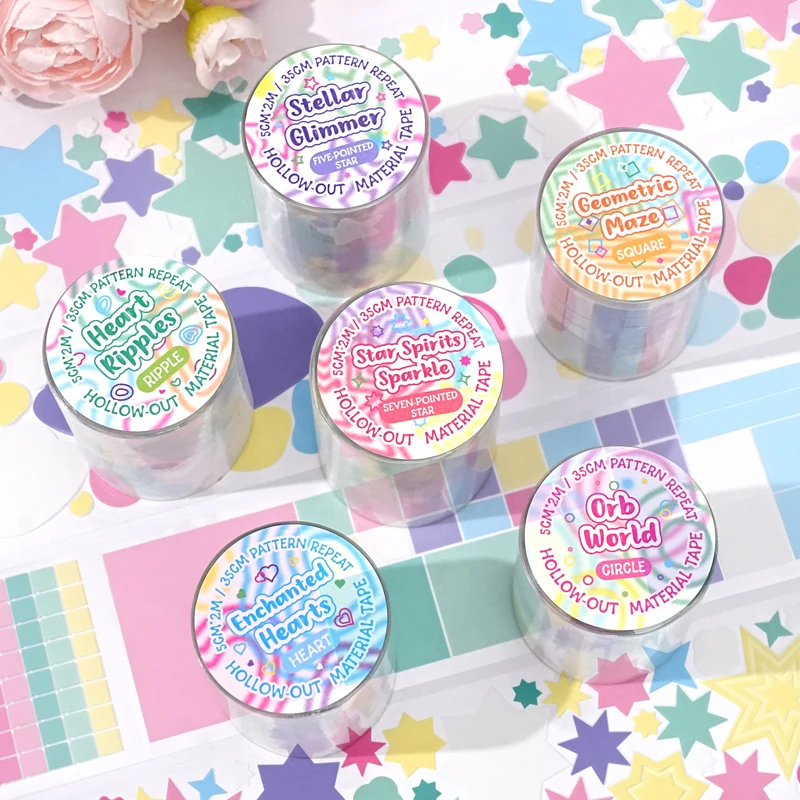 Multi-Layer Hollow Material Die-Cut Tape Stickers Star Heart Versatile Material Series Colorful Decorative Journal Stickers Marker Stickers