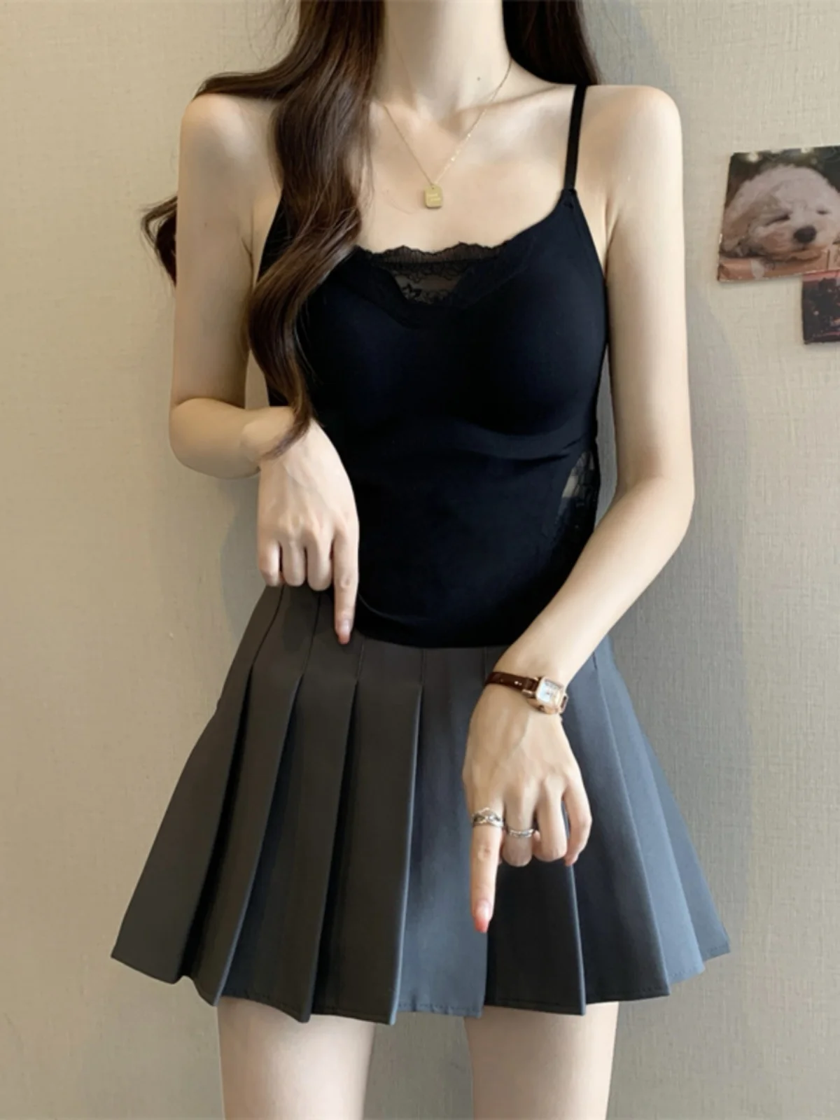 Red Wine Color Seamless Strapless Vest Women's plus Size Inner Wear Top Integrated Chest Pad Halter Neck Design Spring Summer