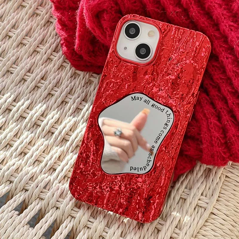 Electroplated Bark Pattern Mirror Protective Cover for iPhone 11 12 13 14 15 Pro Max Phone Case for iPhone 7 8 Plus XS Max X XR