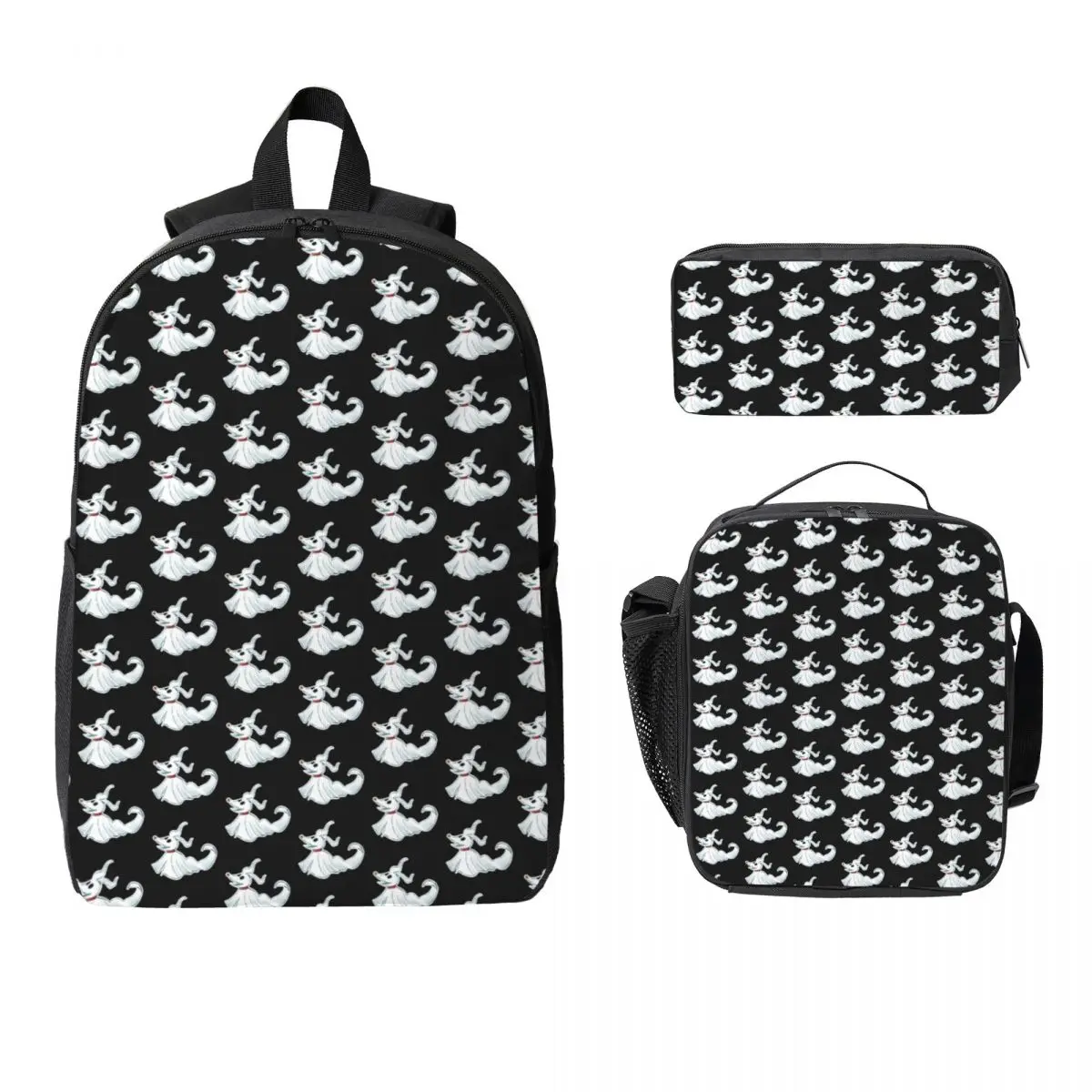 

Zero From The Nightmare Before Christmas Backpack Student Boys Girls BookBag School Bag 3ps Insulated Lunch Bag Pencil Case