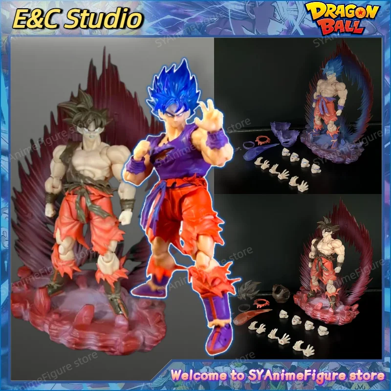 

Коллекционная фигурка E&C Studio Dragon Ball Z SHF Супер Сайян Сон Гоку Блю Кайокен с боевыми повреждениями 3.0, модель для коллекции, подарок