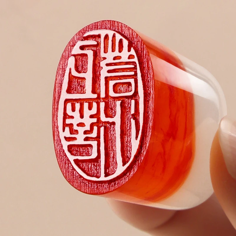 Resin Oval Finished Seals Irregular Calligraphy Painting Top Corner Finished Stamps Handmade Collection Custom Private Stamps