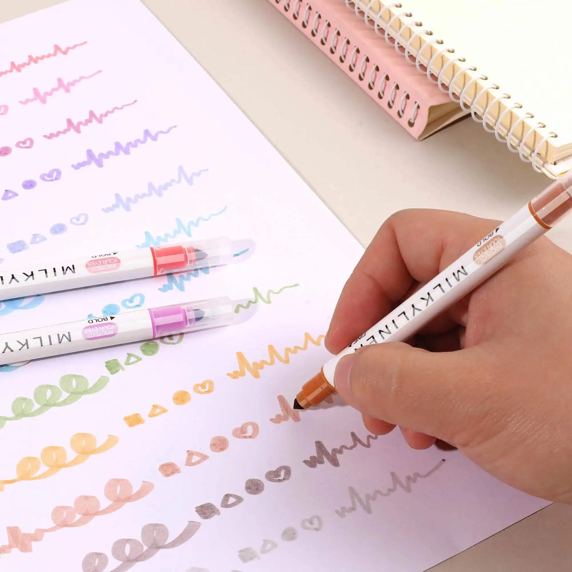 Imagem -05 - Marcadores Pastel para Journaling Planners Dica Dupla Bíblia Livro Espiral Anime Anotação Marcadores sem Marcadores de Sangramento Cores Sortidas 12 24