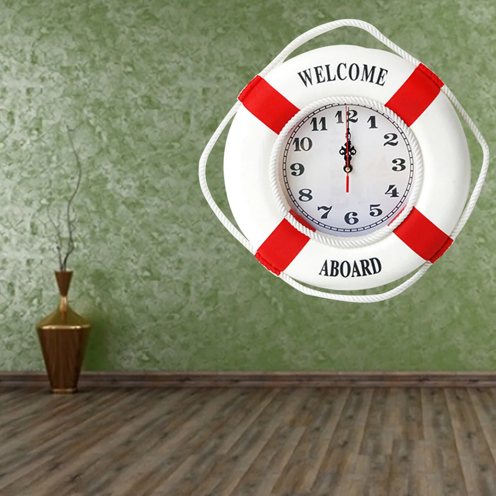 

Lifebuoy 35Cm Hanging Clock Decorative Wall Clocks For Home Office Modern Round Decorative Wall Clock Simple Timepiece