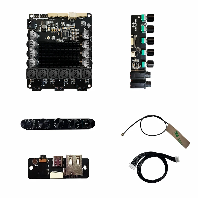 

DSP2.1 Bluetooth 5.0 Digital Subwoofer Power Amplifier Board 100W+50W*2 Microphone with Volume Adjustment Knob Module