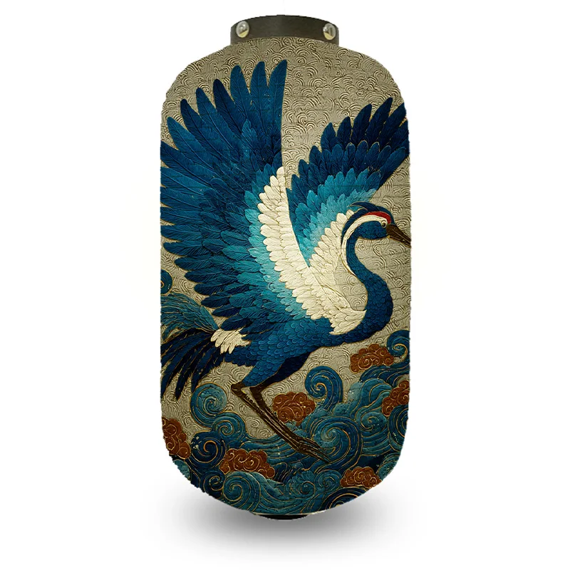 Japanese Hanging Paper Lantern Ukiyo-e Style Crane Pattern Lampshade Sushi Restaurant Izakaya Pub Decoration New Year Gift