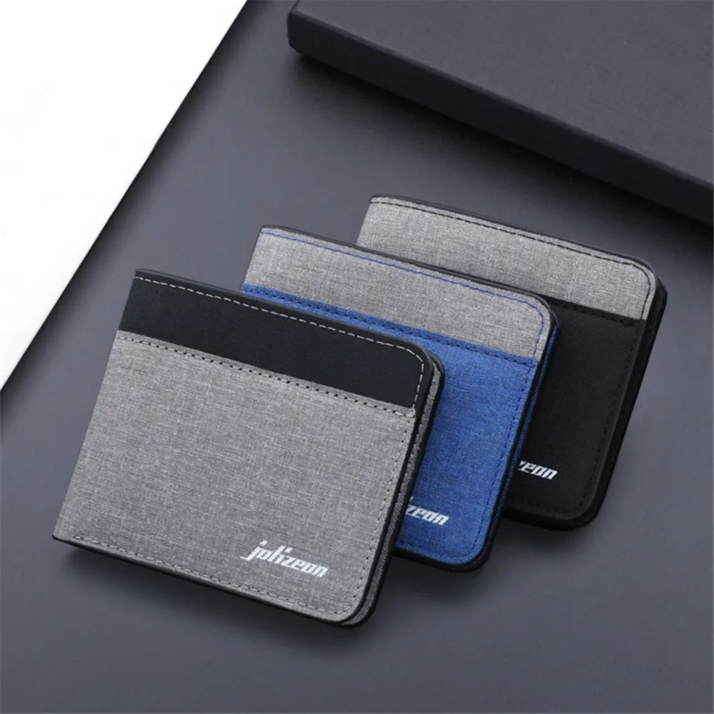 New Style Mini Thin Men Wallet Card Holder Men'S Purse Coin Pouch Id Card Holder Short Canvas Card Holder Wallet