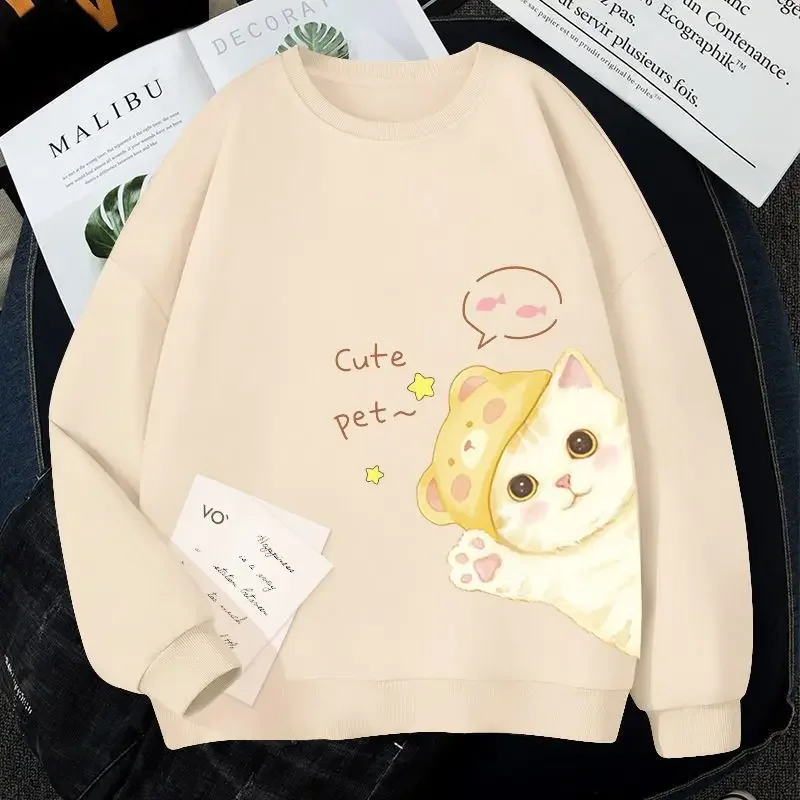 

Autumn Y2k Lovely Sweatshirt Female Hoody Crewneck Casual Hoodies Korean Pullover Oversize Sportswear Preppy Street Wear