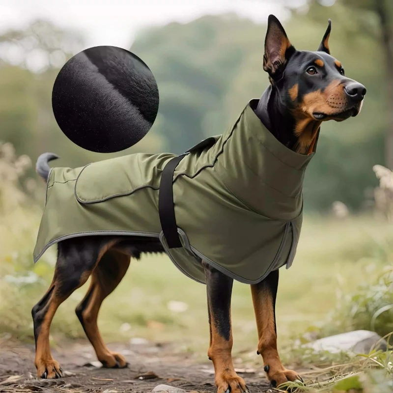 

Зимняя бархатная одежда для собак, куртка для домашних животных, водонепроницаемая непромокаемая уличная одежда двойного назначения, плащ для больших собак, плащ для домашних животных