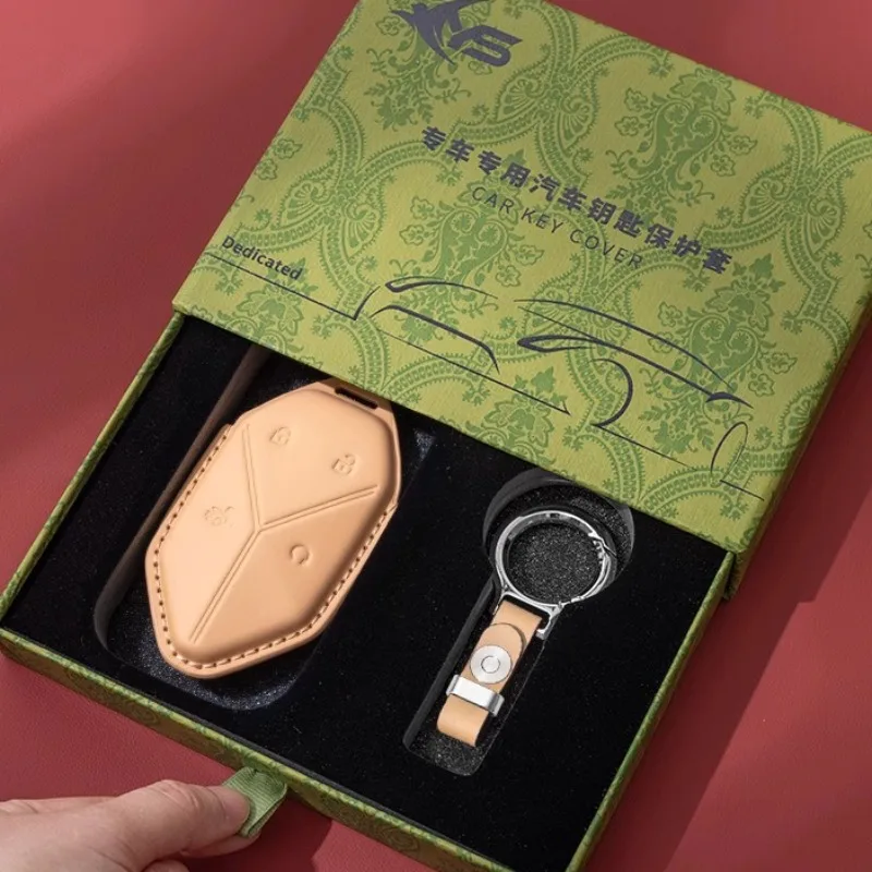 Leather Car Key Cover for For BYD Leopard 5 Leopard 8 Custom Fit Key Accessories