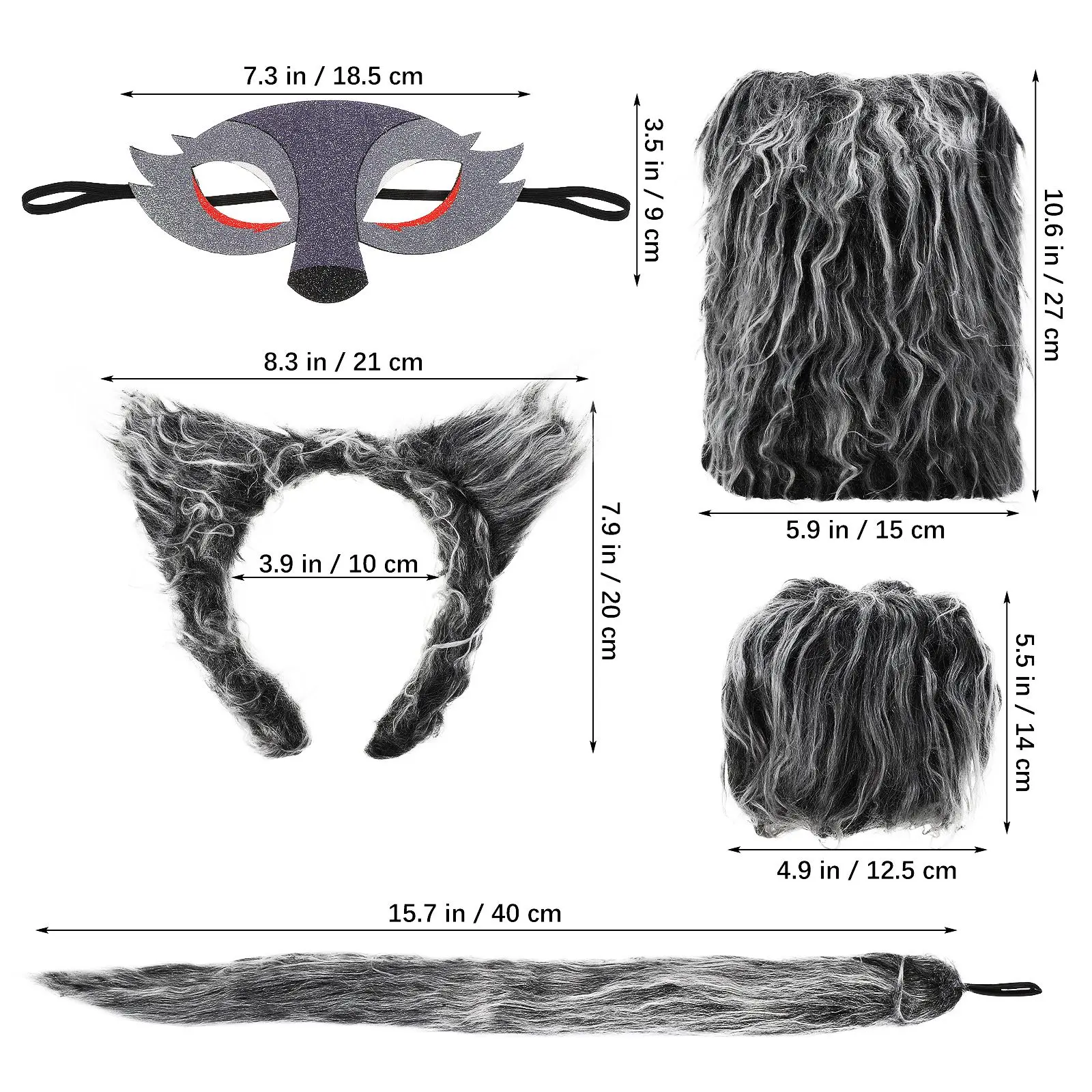 Ensemble oreilles de loup, Costume de Cosplay, accessoire de queue, accessoires d'animaux, fournitures de rôle pour enfants