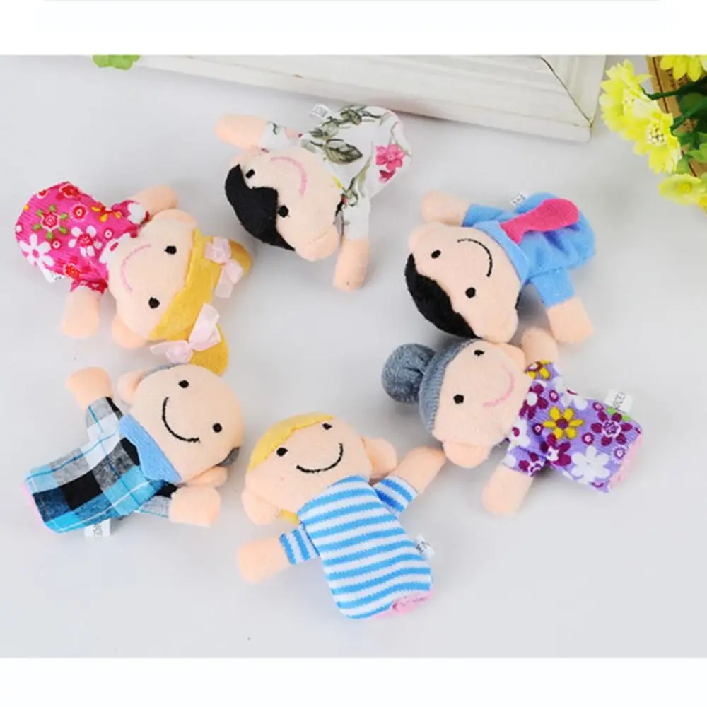 ชุดหุ่นนิ้วมือนุ่ม 6 ชิ้น ชุดของเล่นเสริมพัฒนาการ ผ้ากำมะหยี่ การ์ตูนเพื่อการศึกษาสำหรับเด็กเล็ก 1-3 ขวบ