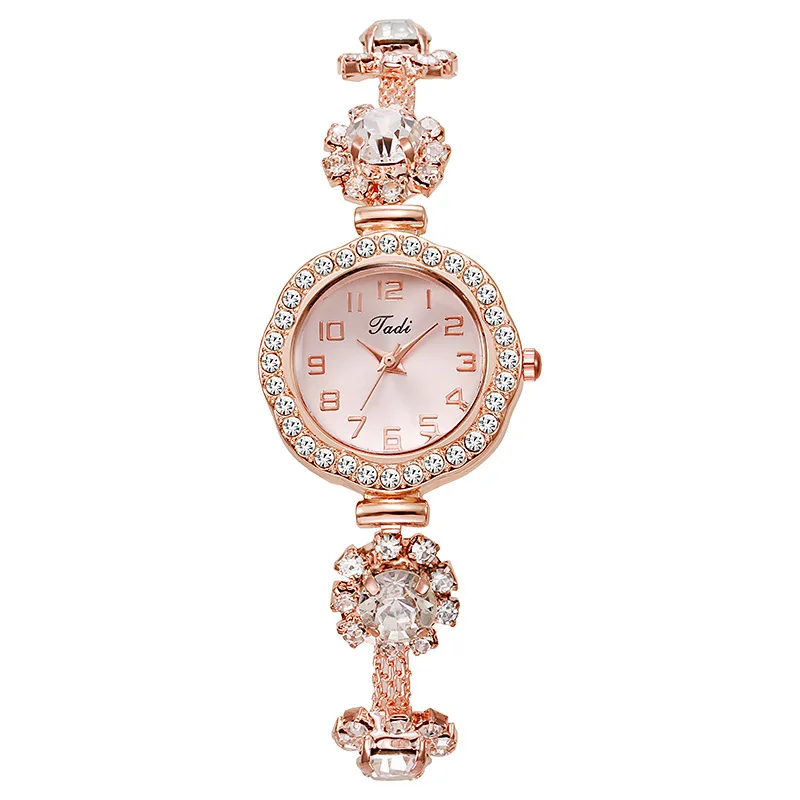 Pulling style bracelet watch flower shaped digital dial large diamond women's quartz watch wholesale watch women's