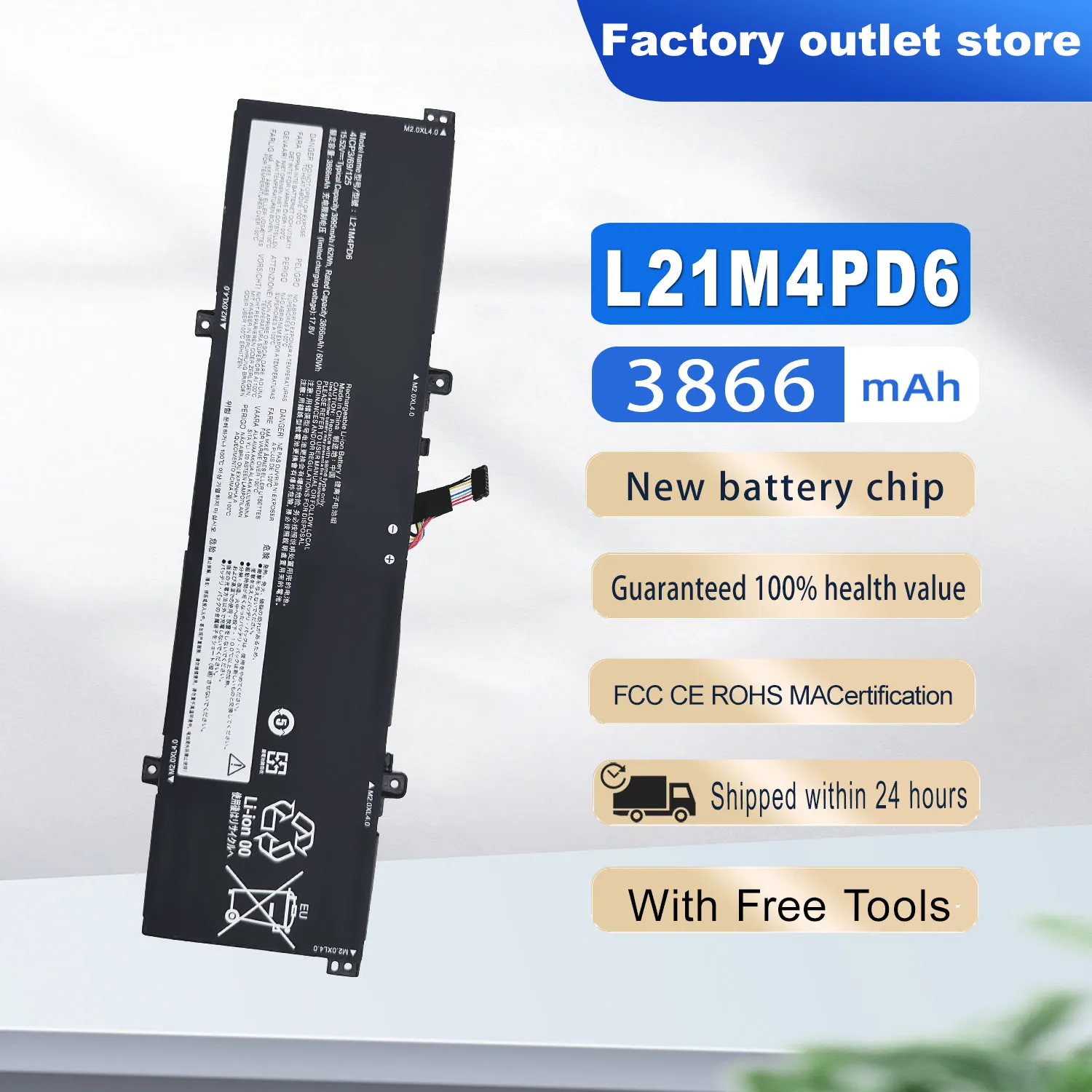 New LaptopBattery L21M4PD6 For Lenovo ThinkBook 14 G4+ ARA/ThinkBook 14 G4+ IAP Series  L21L4PD6 L21D4PD6 L21L3PD5 L21C3PD5