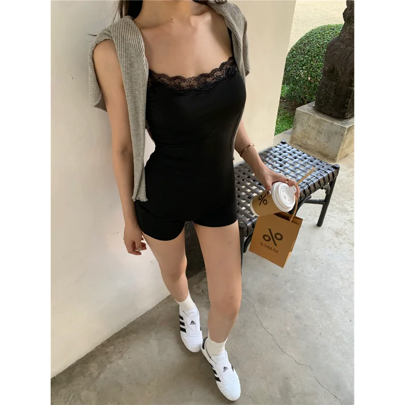 

Новый сексуальный комбинезон-бандо с кружевной отделкой 2026 года, эластичный, утягивающий, с высокой талией, из полиэфирного волокна, женский костюм