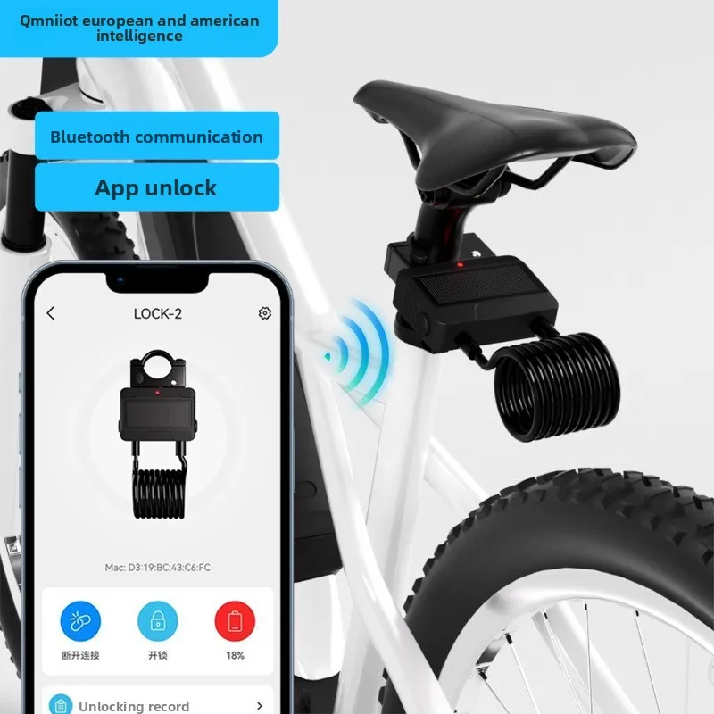 New Trend Anti Thft Alarm Long Battery Life Solar Panel Smart Cycle Bluetooths Cable Lock for Electric Hybrid Bike