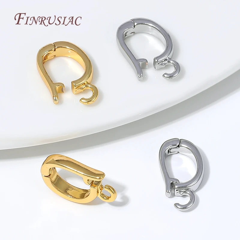 18K Gold Plated Enhancer Bail Clasp,D Shape Openable Pendant Connector For Jewelry Making Findings DIY Bracelet Accessories