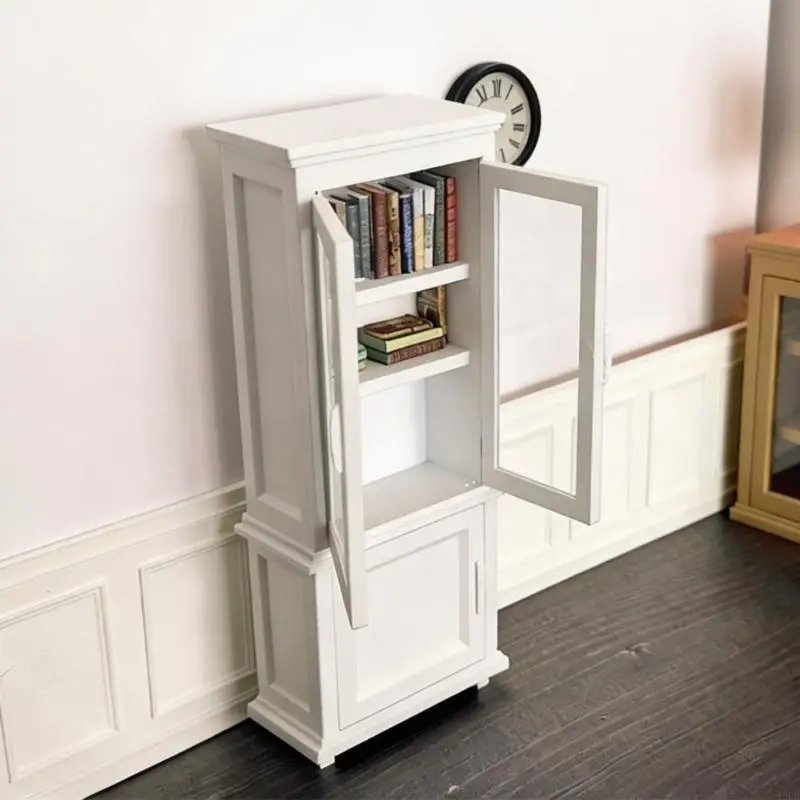 Small Scale Dollhouses Shelf With Spacious Storage Small Bookshelf Plastic Texture for Organizing Miniature Items A2UB