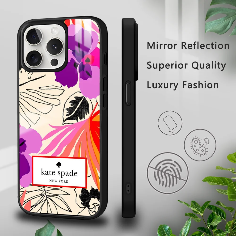 Flower cool K-Kate-SpadeES Phone Case For iPhone 16 15 14 13 12 11 Pro Xs Max Mini Plus Celulares Hard Funda