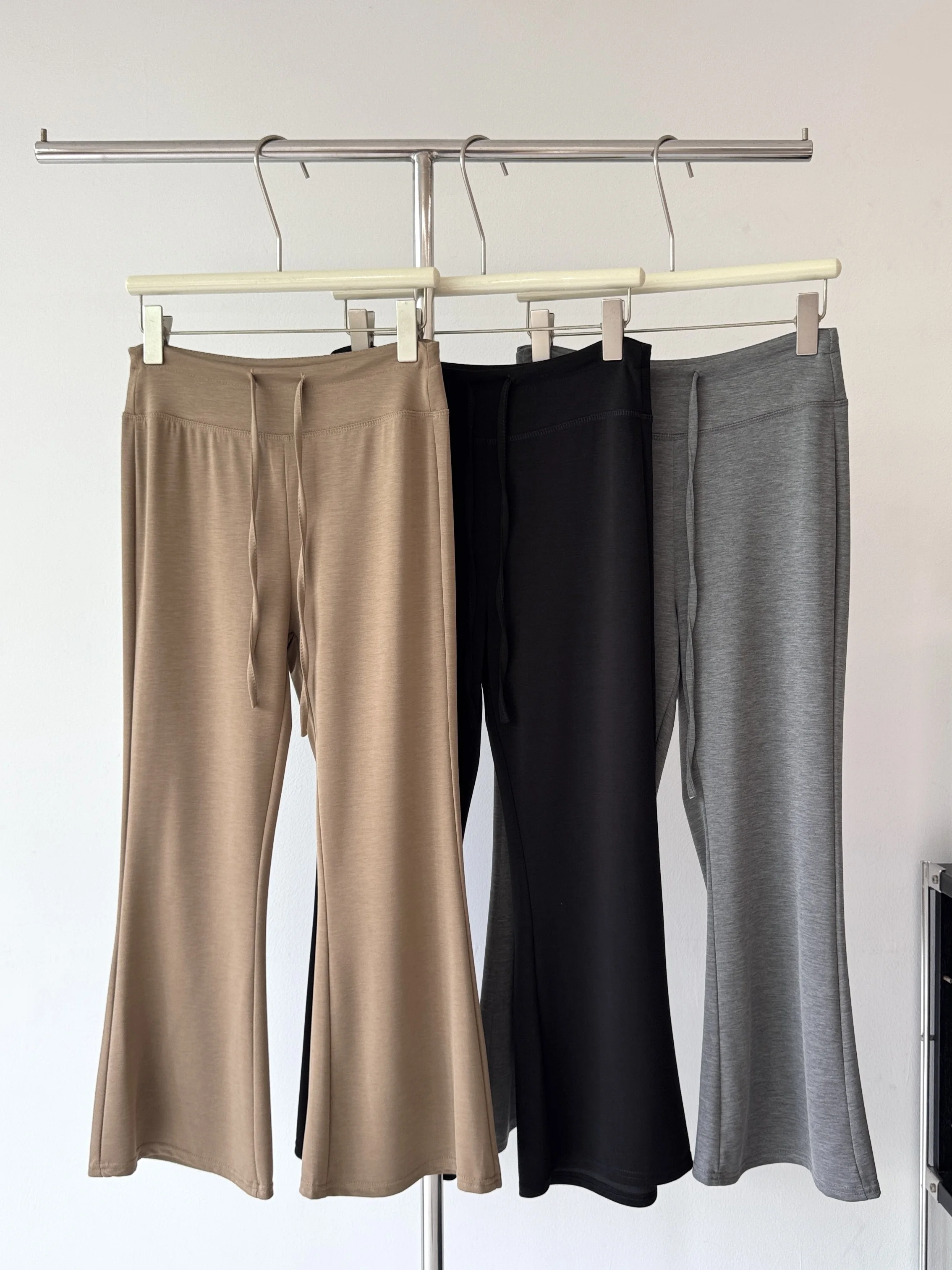 Fashionable Comfortable Chic Dongdaemun Women's Casual Flared Pants mid Waist All Match Long Polyester Fiber Regular Thickness