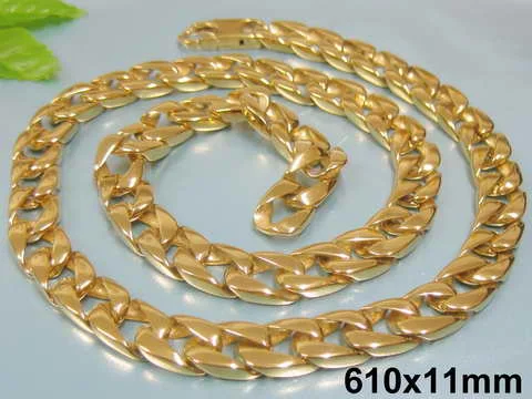11mm Thick Cuban Chain Polished Links Stainless Steel Men's Necklace, Hip-Hop Jewelry Gift