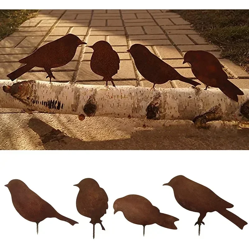 

Rusty Metal Bird Ornament Iron Crafts Bird Shaped Art Silhouette Sculpture Outdoor Garden Fence Decoration