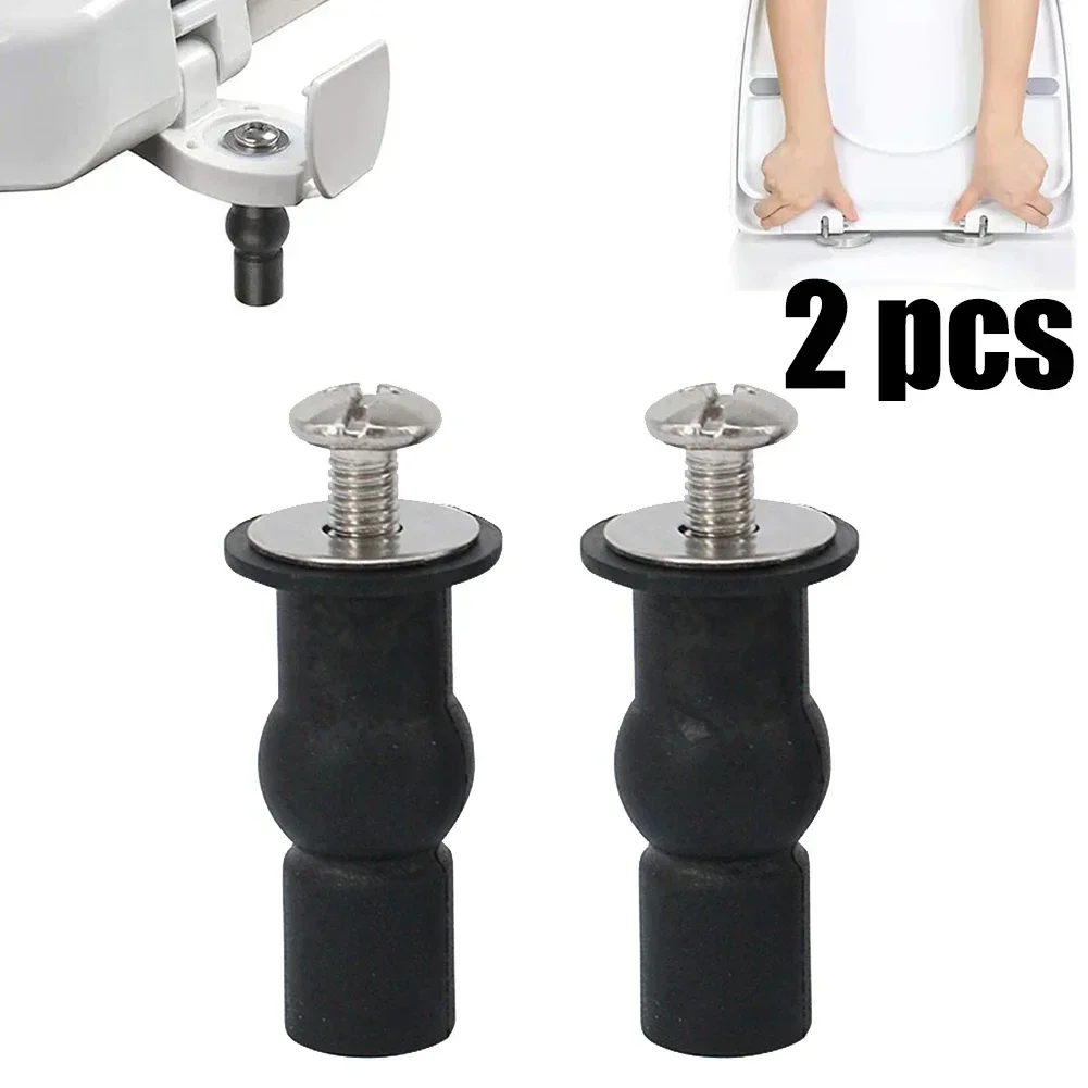 2 Pack Toilet Seat Screws Hinges Expanding Rubber Top Nuts Fixings WC Blind Hole Fits For Most Standard Toilet Seats With Top Fi