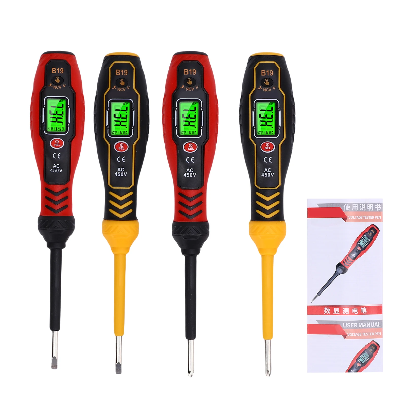Digital AC Voltage Tester Pen with Screwdriver Bit, NCV Voltage Detector with LCD Backlight, Sound/Light Alarm, Live/Neutral