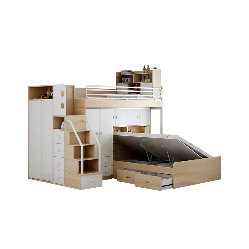 Simple White Multifunctional Wardrobe Bed Combination