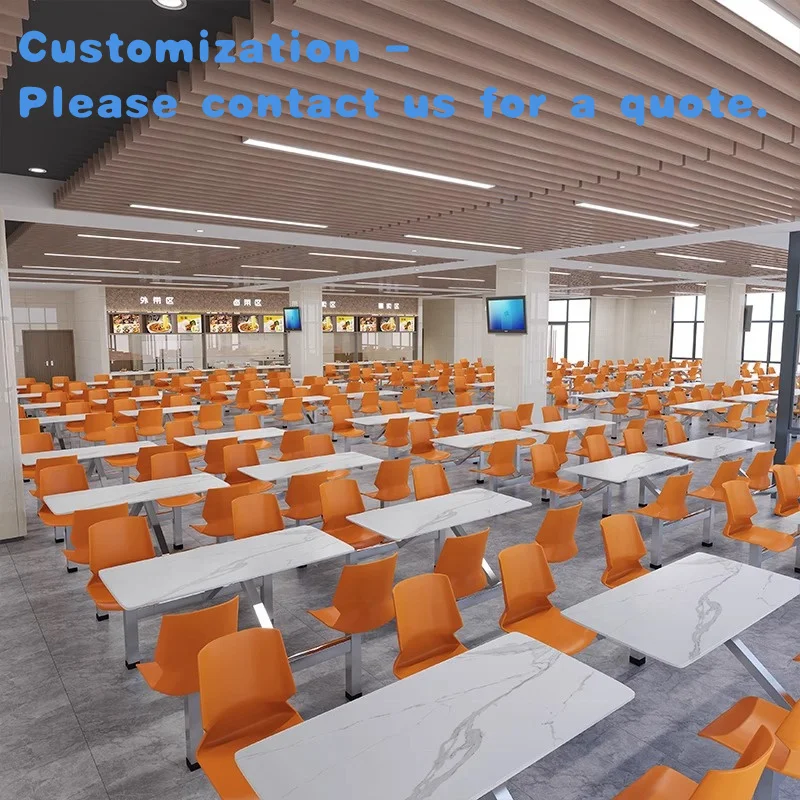 

custom.Light Luxury Restaurant Lunch Room Furniture School Cafeteria Table and Chair Office Staff Canteen 4 Seater Multi-layer