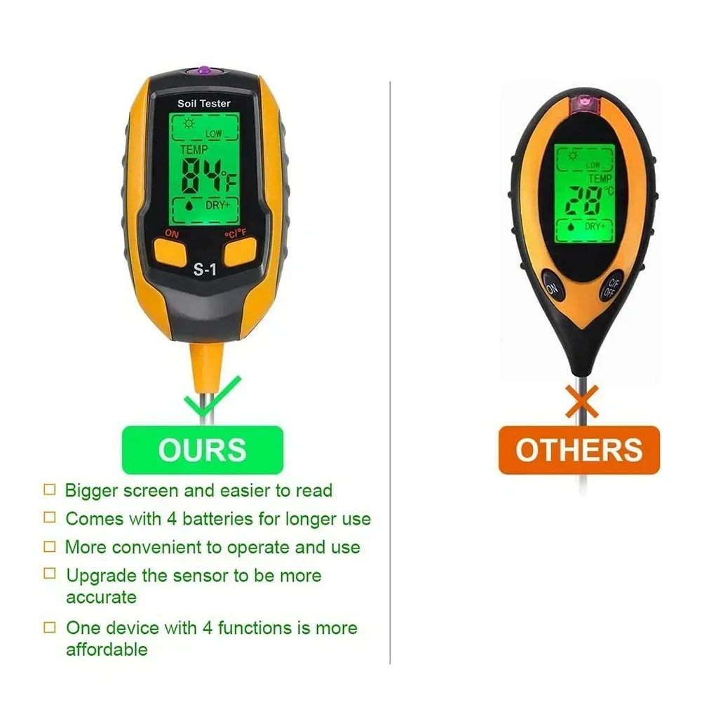 

Moisture Meter PH 4 1 Meter Moisture Ph/temperature/light Meter In Moisture Soil Digital Plant Soil Tester Soil With