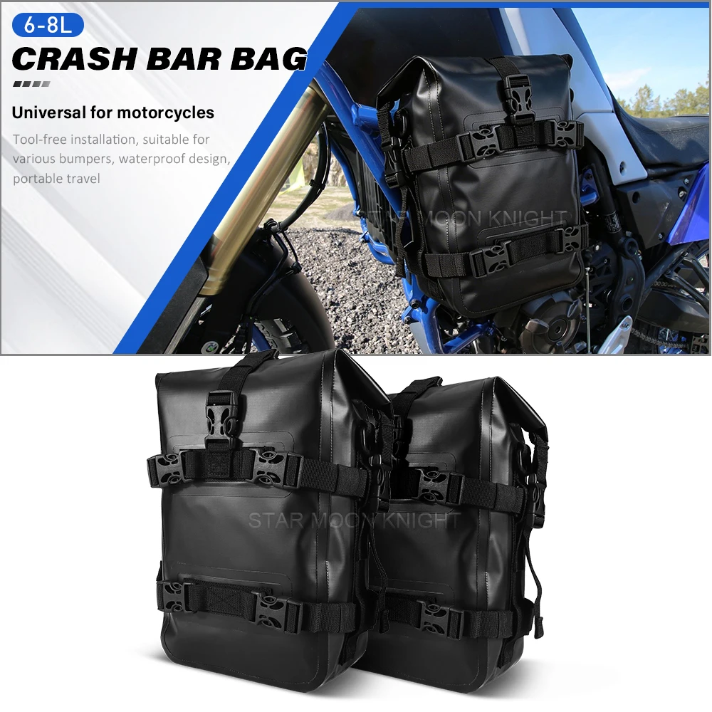 1/2PCS Universal Motorcycle Crash Bar Bag Frame Bumpers Waterproof Tools Storage Bags For BMW Honda Africa Twin Adventure Pack