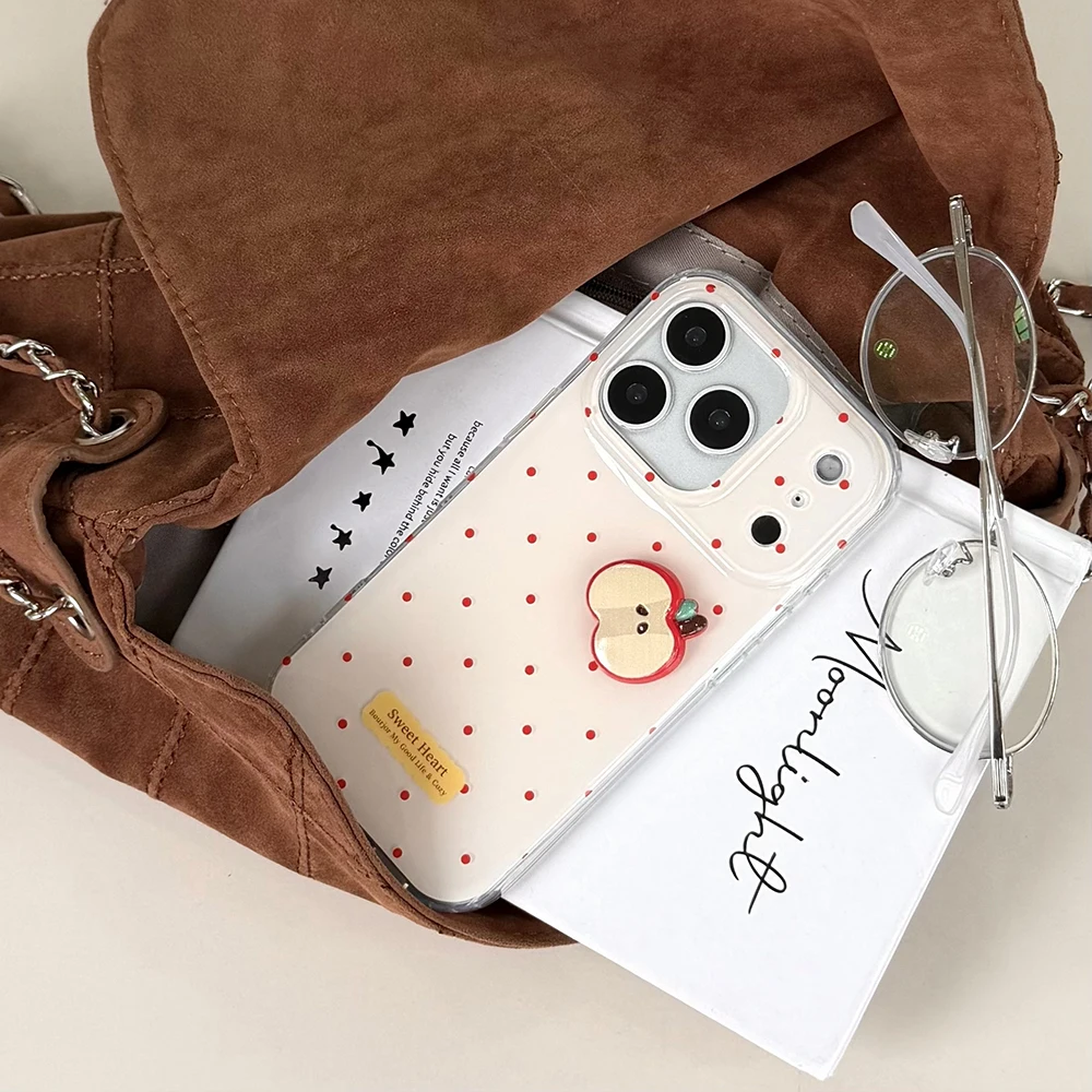 لطيف ثلاثية الأبعاد شرائح أبل الأحمر منقطة جراب هاتف آيفون 13 14 16 15 17 17pro 17Pro ماكس للصدمات واقية لينة غطاء #5