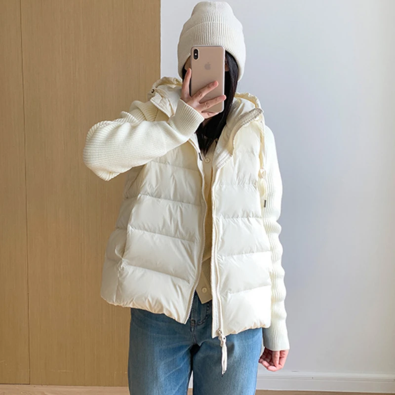 Fashionable Autumn and Winter Down Jacket Women New Knitted Stitching Lightweight Short Casual Jacket for Women Puffer Jacket