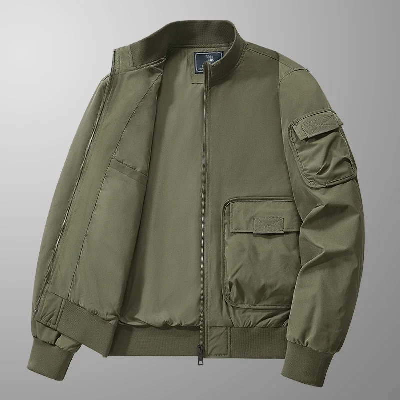 Autumn Men Cargo Jacket Army Green Windbreaker Coat Hiking Camping Fishing Tactical Male Clothing Breathable Bomber ZL681