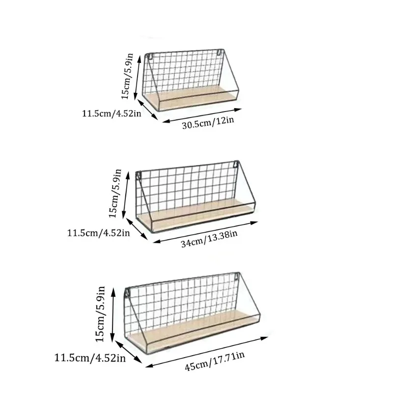 1pc Creative Wall Mounted Shelves, Bedroom Iron Wall Hanging Storage Shelves, Storage Baskets, Hanging Shelves, Home Furnishings image 3