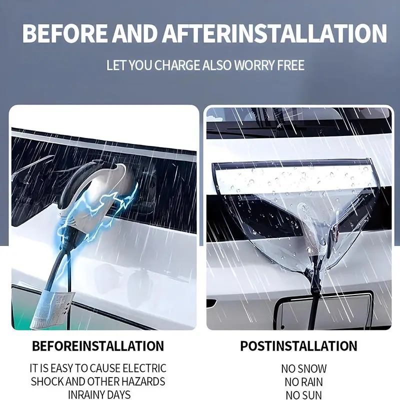 

Car Charging Port Rain Cover EV Charger Plug Cover Magnet Transparent Cover For Electric Vehicle Waterproof Outdoor Charging