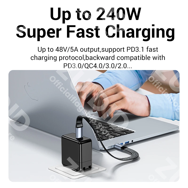Cable de datos USB4 Thunderbolt 3, 40Gbps, 15CM, 240W, 5A, carga rápida, USB C a tipo C, para iPhone 15, MacBook, 8K @ 60Hz, Cable USB C