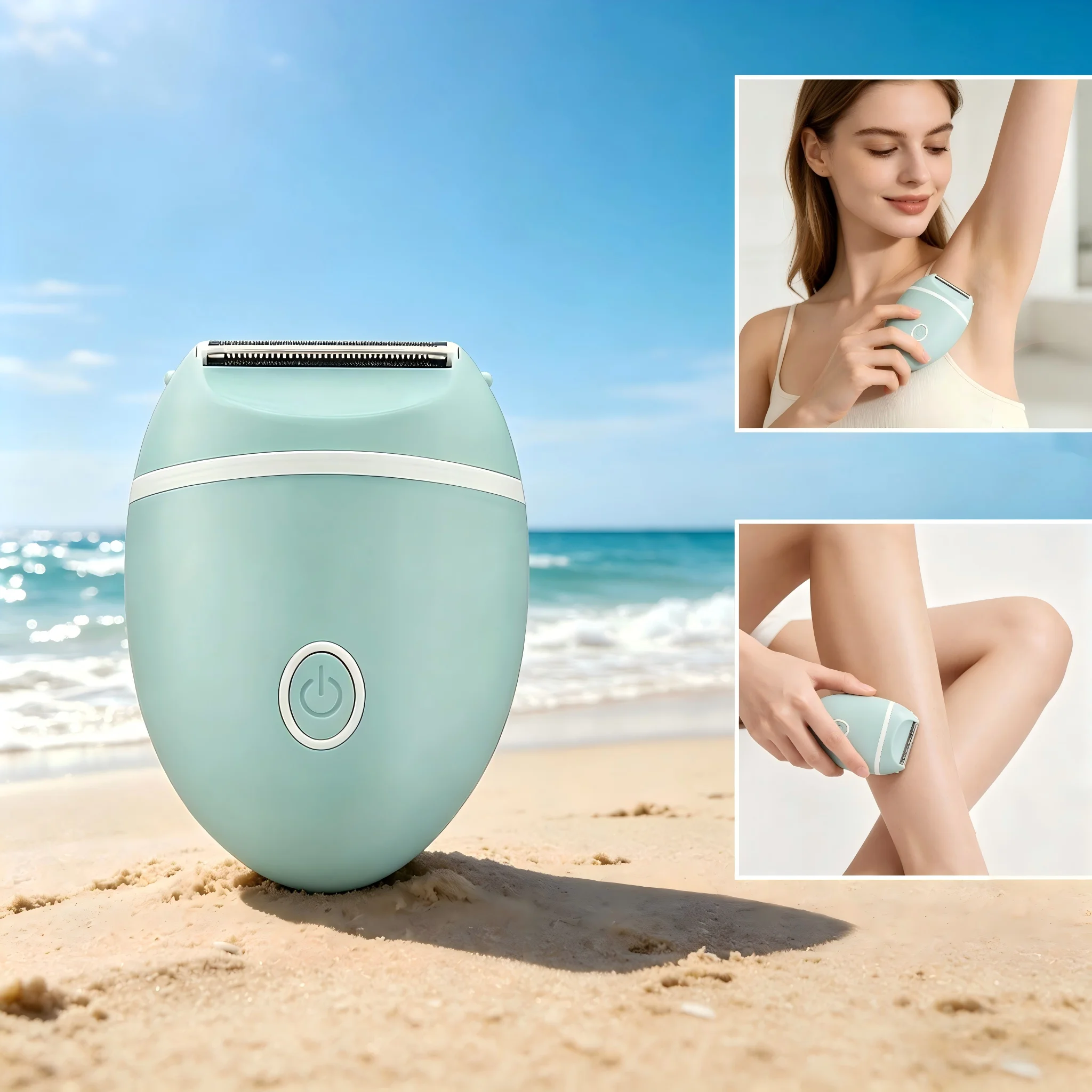 Afeitadora eléctrica con cuchilla de acero inoxidable con batería, depilación multifuncional para todo el cuerpo